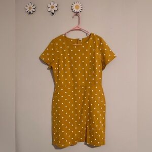 Old Navy Women’s Mustard Polka Dot Short Sleeve Cotton Mini Dress Size Large